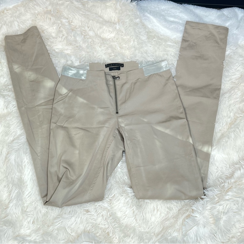 Alice + Olivia Tan Base Pull On Pants Straight Leg Elastic Waist